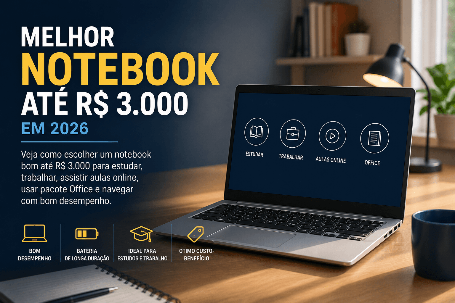 Melhor notebook até R$ 3.000 em 2026