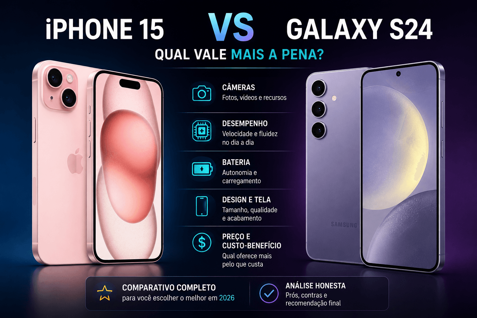 iPhone 15 vs Galaxy S24: qual combina mais com você?