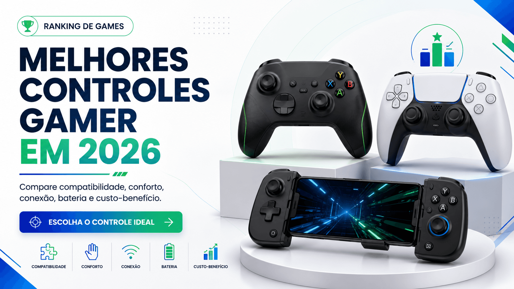Ranking de controles gamer para comprar em 2026