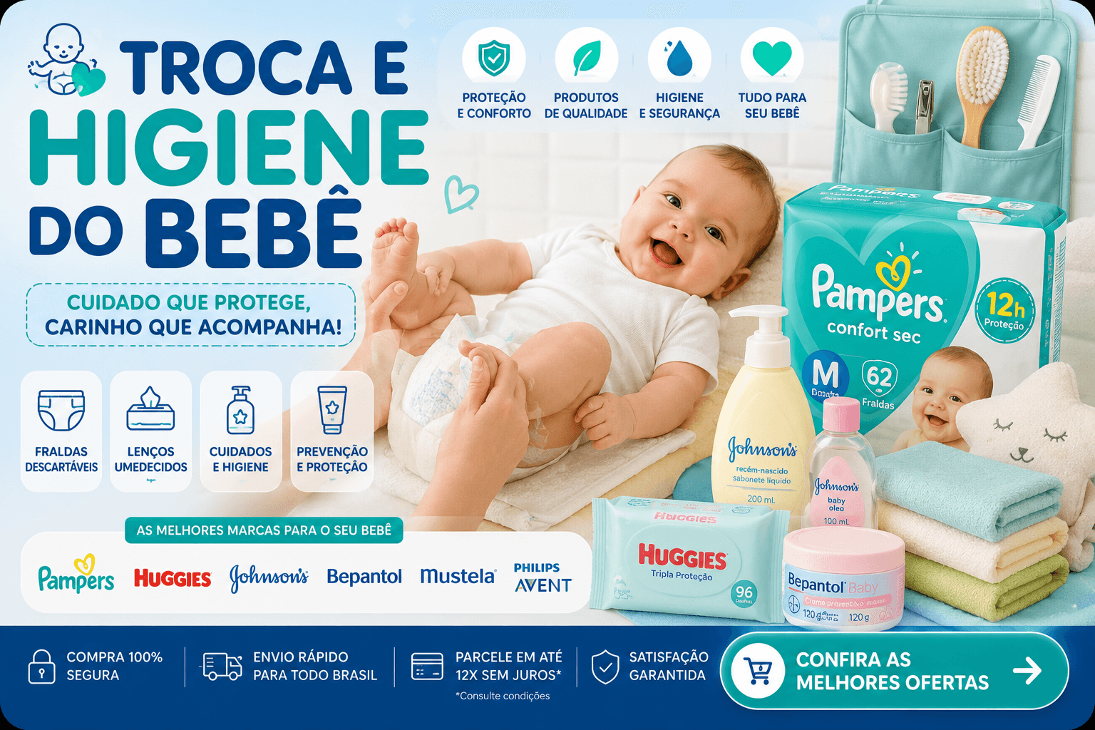 Troca e higiene para bebê no SmartCompra AI
