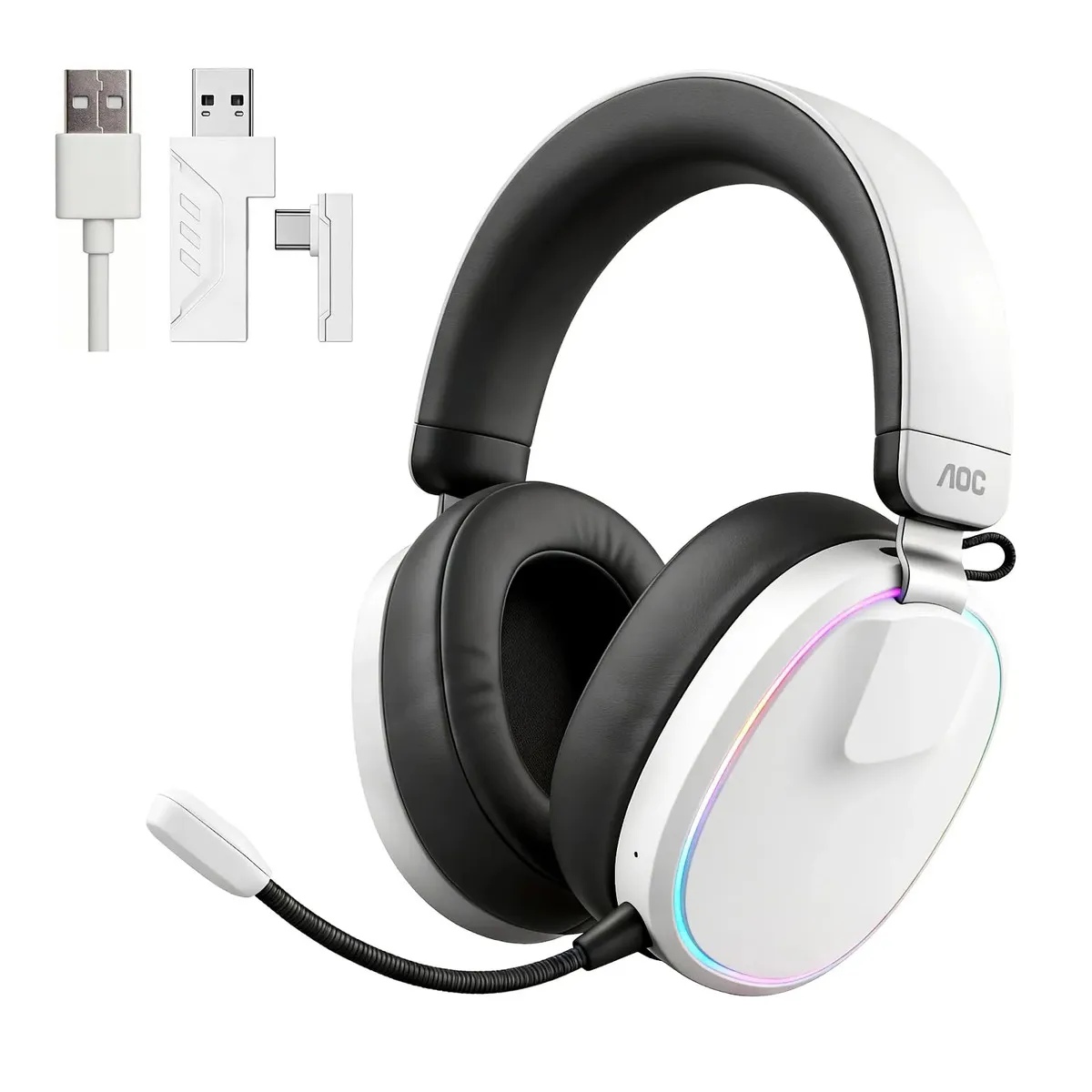 Headset Gamer Aoc Acg3512 Sem Fio 2.4ghz Bluetooth Branco