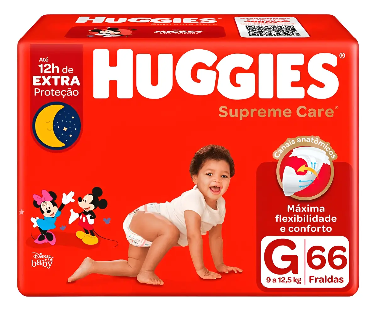 Fralda Huggies Supreme Care G 66 unidades